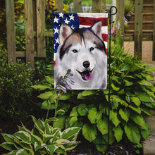 Load image into Gallery viewer, Alaskan Husky American Flag Garden Flag - Outdoor Decorative Yard Flag CK6389GF