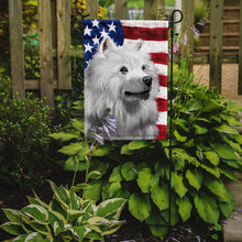 Load image into Gallery viewer, American Eskimo Dog American Flag Garden Flag - Outdoor Decorative Yard Flag CK6398GF