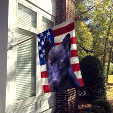 Load image into Gallery viewer, Black Norwegian Elkhound American Flag Flag Canvas House Size CK6437CHF