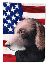 Load image into Gallery viewer, Curly-Coated Retriever American Flag Garden Flag - Outdoor Decorative Yard Flag CK6498GF