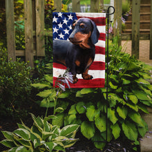 Load image into Gallery viewer, Dachshund Dog American Flag Garden Flag - Outdoor Decorative Yard Flag CK6500GF