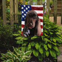 Load image into Gallery viewer, Field Spaniel Dog American Flag Garden Flag - Outdoor Decorative Yard Flag CK6521GF