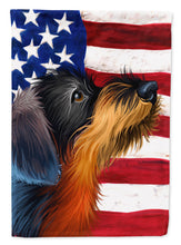 Load image into Gallery viewer, German Wirehaired Pointer American Flag Flag Canvas House Size CK6539CHF