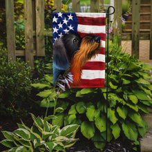 Load image into Gallery viewer, German Wirehaired Pointer American Flag Garden Flag - Outdoor Decorative Yard Flag CK6539GF