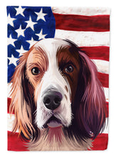 Load image into Gallery viewer, Irish Red and White Setter American Flag Garden Flag - Outdoor Decorative Yard Flag CK6569GF