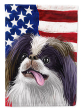 Load image into Gallery viewer, Japanese Chin American Flag Flag Canvas House Size CK6580CHF