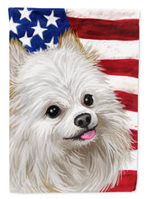 Load image into Gallery viewer, Japanese Spitz American Flag Garden Flag - Outdoor Decorative Yard Flag CK6581GF