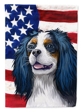 Load image into Gallery viewer, King Charles Spaniel American Flag Flag Canvas House Size CK6591CHF