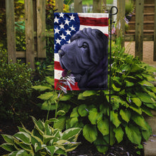 Load image into Gallery viewer, Miniature Shar Pei Dog American Flag Garden Flag - Outdoor Decorative Yard Flag CK6620GF