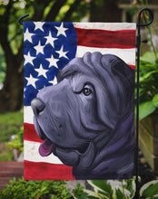Load image into Gallery viewer, Miniature Shar Pei Dog American Flag Garden Flag - Outdoor Decorative Yard Flag CK6620GF