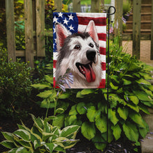 Load image into Gallery viewer, Northern Inuit Dog American Flag Garden Flag - Outdoor Decorative Yard Flag CK6629GF
