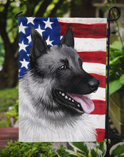 Load image into Gallery viewer, Norwegian Elkhound Dog American Flag Garden Flag - Outdoor Decorative Yard Flag CK6631GF