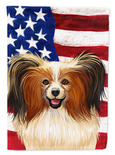 Load image into Gallery viewer, Phalene Dog American Flag Flag Canvas House Size CK6642CHF