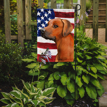 Load image into Gallery viewer, Rhodesian Ridgeback Dog American Flag Garden Flag - Outdoor Decorative Yard Flag CK6676GF