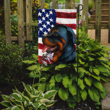 Load image into Gallery viewer, Rottweiler Dog American Flag Garden Flag - Outdoor Decorative Yard Flag CK6677GF