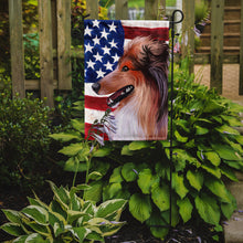 Load image into Gallery viewer, Scotch Collie Dog American Flag Garden Flag - Outdoor Decorative Yard Flag CK6694GF