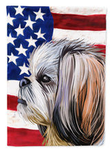 Load image into Gallery viewer, Shih Tzu Dog American Flag Garden Flag - Outdoor Decorative Yard Flag CK6705GF