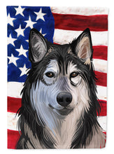 Load image into Gallery viewer, Tamaskan Dog American Flag Garden Flag - Outdoor Decorative Yard Flag CK6734GF