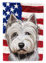 Load image into Gallery viewer, West Highland White Terrier American Flag Flag Canvas House Size CK6755CHF