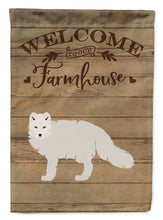 Load image into Gallery viewer, White Arctic Fox Welcome Flag Canvas House Size CK6821CHF