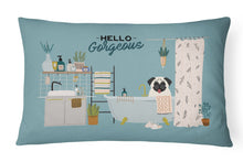 Load image into Gallery viewer, Cream Pug in Bathtub Canvas Fabric Decorative Pillow CK7426PW1216