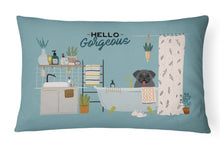 Load image into Gallery viewer, Black Pug in Bathtub Canvas Fabric Decorative Pillow CK7428PW1216