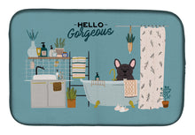 Load image into Gallery viewer, Brindle French Bulldog in Bathtub  Dish Drying Mat – Absorbent, Artistic Kitchen Essentials CK7431DDM