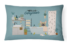 Load image into Gallery viewer, Cream French Bulldog in Bathtub Canvas Fabric Decorative Pillow CK7432PW1216