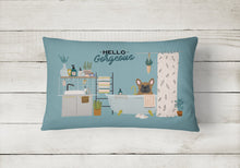 Load image into Gallery viewer, Brown French Bulldog in Bathtub Canvas Fabric Decorative Pillow CK7435PW1216