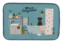Load image into Gallery viewer, Black Standard Schnauzer in Bathtub Dish Drying Mat – Absorbent, Artistic Kitchen Essentials CK7454DDM