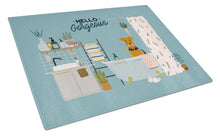 Load image into Gallery viewer, Airedale in Bathtub Glass Cutting Boards – Durable, Decorative Kitchen Art Large CK7463LCB