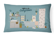 Load image into Gallery viewer, White German Shepherd in Bathtub Canvas Fabric Decorative Pillow CK7467PW1216