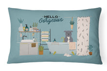 Load image into Gallery viewer, Blue Staffordshire Bull Terrier in Bathtub Canvas Fabric Decorative Pillow CK7468PW1216