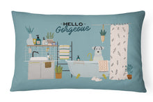 Load image into Gallery viewer, White Miniature Schnauzer in Bathtub Canvas Fabric Decorative Pillow CK7475PW1216