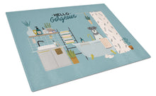 Load image into Gallery viewer, Salt and Pepper Miniature Schnauzer in Bathtub Glass Cutting Boards – Durable, Decorative Kitchen Art Large CK7476LCB