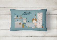 Load image into Gallery viewer, Cavalier Spaniel in Bathtub Canvas Fabric Decorative Pillow CK7480PW1216
