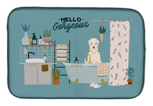 Load image into Gallery viewer, Soft Coated Wheaten Terrier in Bathtub Dish Drying Mat – Absorbent, Artistic Kitchen Essentials CK7483DDM