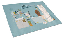 Load image into Gallery viewer, Irish Water Spaniel in Bathtub Glass Cutting Boards – Durable, Decorative Kitchen Art Large CK7485LCB
