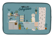 Load image into Gallery viewer, Irish Wolfhound in Bathtub Dish Drying Mat – Absorbent, Artistic Kitchen Essentials CK7487DDM