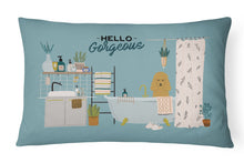 Load image into Gallery viewer, Tan Poodle in Bathtub Canvas Fabric Decorative Pillow CK7491PW1216