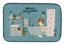 Load image into Gallery viewer, Brittany Spaniel in Bathtub Dish Drying Mat – Absorbent, Artistic Kitchen Essentials CK7494DDM