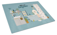 Load image into Gallery viewer, Bichon Frise in Bathtub Glass Cutting Boards – Durable, Decorative Kitchen Art Large CK7497LCB