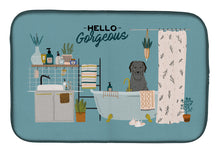 Load image into Gallery viewer, Black Briard in Bathtub Dish Drying Mat – Absorbent, Artistic Kitchen Essentials CK7503DDM