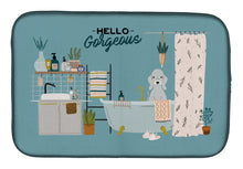 Load image into Gallery viewer, Blue Bedlington Terrier in Bathtub Dish Drying Mat – Absorbent, Artistic Kitchen Essentials CK7512DDM