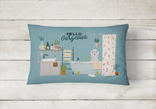 Load image into Gallery viewer, Blue Bedlington Terrier in Bathtub Canvas Fabric Decorative Pillow CK7512PW1216