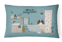 Load image into Gallery viewer, Black White Pekingese in Bathtub Canvas Fabric Decorative Pillow CK7527PW1216