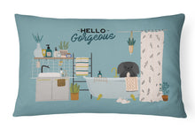 Load image into Gallery viewer, Black Pekingese in Bathtub Canvas Fabric Decorative Pillow CK7529PW1216
