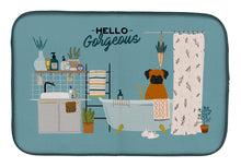 Load image into Gallery viewer, Fawn Boxer in Bathtub Dish Drying Mat – Absorbent, Artistic Kitchen Essentials CK7537DDM