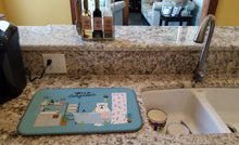 Load image into Gallery viewer, White English Bulldog in Bathtub Dish Drying Mat – Absorbent, Artistic Kitchen Essentials CK7545DDM