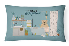 Load image into Gallery viewer, Fawn English Bulldog in Bathtub Canvas Fabric Decorative Pillow CK7546PW1216